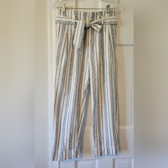 Madewell Linen Cotton Striped High Waist Paper Bag pants - Picture 5 of 8